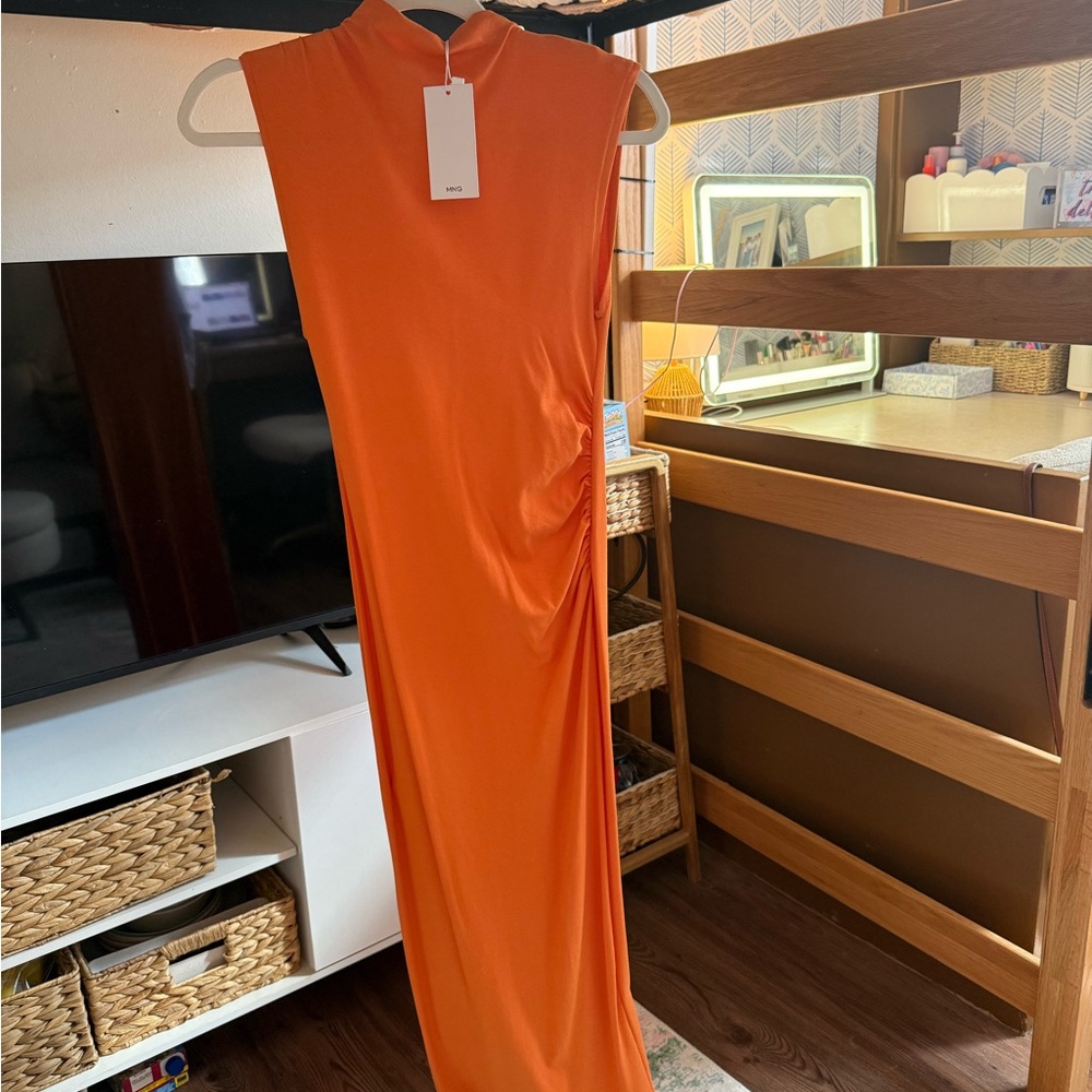 Mango Sleeveless Maxi Dress in Vibrant Orange